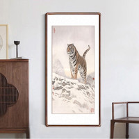 积善 中式客厅老虎装饰画沙发背景墙走廊过道玄关国画竖幅上山虎画挂画壁画 唐坚  虎 竖幅 三尺带框125*65cm/幅