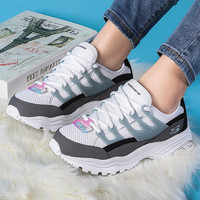 skechers斯凯奇新款熊猫鞋女跑步厚底小白鞋时尚潮流休闲户外徙步女运动老爹鞋66666253 黑白色 35