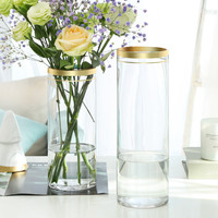 若花 轻奢特大玻璃花瓶透明水养富贵竹百合花直筒大号花瓶客厅插花摆件