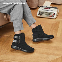 Skechers斯凯奇女鞋秋冬加绒保暖高帮棉鞋雪地靴休闲马丁靴女16614 全黑色 35 全黑色 36