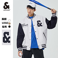 JACK&JONES 杰克琼斯 春季vibe风字母刺绣棒球服男拼接男外套上衣宽松男装夹克 175/96A/M C11卡其色