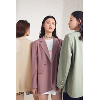 PEACEBIRD MEN 太平鸟风尚男装 抗皱垂感西装外套女2022春秋新款小个子宽松休闲西装女粉色 L 粉色（现货）
