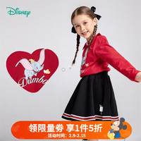 Disney 迪士尼 童装女童学院风米妮小飞象T恤套装长袖T恤+裙子2件套2022年春新品 本白 5岁/身高120cm