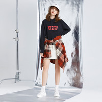 Levi's李维斯女士黑色经典LOGO连帽抽绳印花时尚卫衣35946-0099