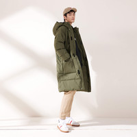 李维斯Levi's秋冬系列新款男士绿色连帽长款羽绒服A3278-0000