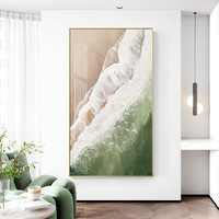 LED灯发光侘寂风玄关装饰画现代简约风景沙滩海浪楼梯间过道挂画