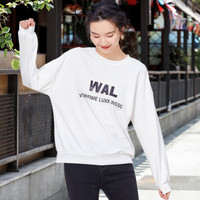 PinCai 品彩 2022年春季韩版时尚百搭长袖T恤女字母印花卫衣女潮 PW11WY495 白色1 M 白色1 L