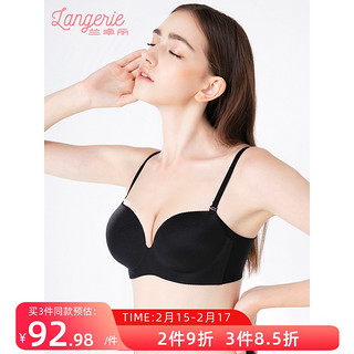兰卓丽商场同款女士内衣小胸聚拢舒适无痕光杯文胸无钢圈收副乳 80A(立体杯） 正黑