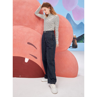 三彩 许京甫联名21冬季新款熊猫卡通印花牛仔裤不褪色长裤女蓝黑155 64a S 蓝黑160 68a M 报价价格评测怎么样 什么值得买