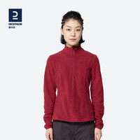 迪卡侬（DECATHLON）保暖绒衣户外抓绒衣男运动宽松秋摇粒绒外套女QUMM 男款-黑色 L 3XL 女款-梅红色