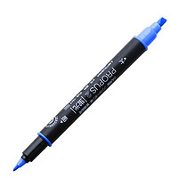 uni 三菱铅笔 三菱（Uni）双头荧光记号笔 学生作业标记笔彩色绘画记号笔 细0.5mm粗4mm PUS-101T 蓝色 1支/袋