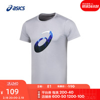 ASICS亚瑟士男子运动T恤logo跑步短袖舒适透气 2011C262-001 黑色 L 灰色 XL