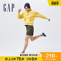 Gap男女装LOGO法式圈织软连帽衫809007 2022春季新款宽松套头卫衣 185/104A(L) 灰色