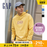 Gap男女装LOGO法式圈织软连帽衫809007 2022春季新款宽松套头卫衣 175/88A(XS) 蓝色