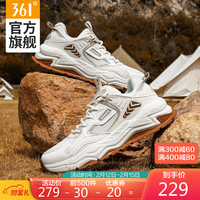 龚俊同款岩峿丨361°男女同款运动鞋2021年秋冬季新款复古文化休闲鞋情侣款跑步鞋 西米色/乌黑色 42 羽毛白/浅骨色 41