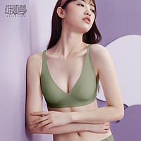 3d果冻条内衣女无痕聚拢收副乳防下垂薄款无钢圈上托背心式文胸罩 L 深棕色