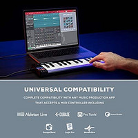 ALESIS Qmini - 便携式 32 键 USB MIDI 键盘控制器,带速度敏感的合成动作键和音乐制作软件