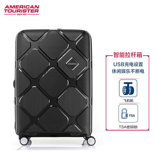 美旅 拉杆箱 时尚PP行李箱大容量可扩展耐磨飞机轮旅行箱 25英寸TSA密码锁 HJ4黑色