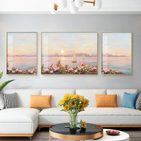 北欧扬帆起航客厅装饰画温馨海景风景卧室沙发背景墙壁画三联挂画
