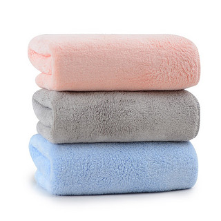 抗菌珊瑚绒吸水加厚毛巾 毛巾3条装（兰色+灰色+红色）