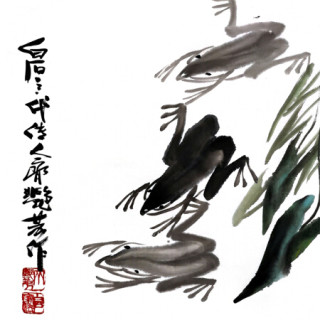 现代新中式古典国画水墨画齐白石嫡系后人齐艳芳 大写意系列 原作装饰玄关卧室客厅走廊办公室沙发墙蛙1 报价价格评测怎么样 什么值得买