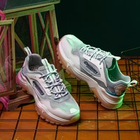 Discovery老爹鞋女2022春夏季新款轻便运动鞋跑鞋休闲鞋男果冻鞋 女-本白/浅绿-DFSK82005 38