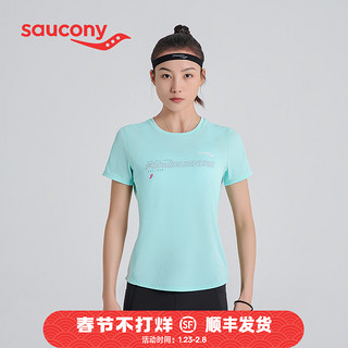 Saucony索康尼2022春夏新款圆领微弹跑步T针织舒适运动短袖T恤女