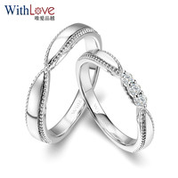 WithLove唯爱品越 白18K金9分钻石情侣对戒珠边结婚钻戒 缘定三生 白18K金/定制