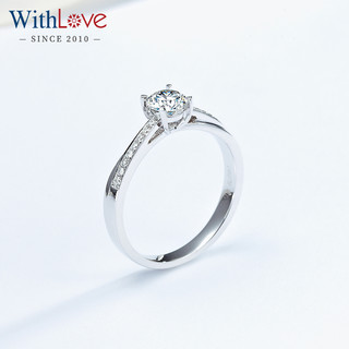 WithLove 白18K金钻石戒指GIA证书四爪订婚钻戒女戒群镶扭臂婚戒 副钻7分/Pt950铂金/定制 SI/小瑕 30分 F-G/优白