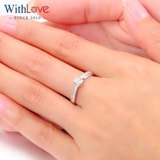 WithLove 白18K金钻石戒指GIA证书四爪订婚钻戒女戒群镶扭臂婚戒 副钻7分/Pt950铂金/定制 SI/小瑕 30分 F-G/优白