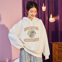 唐狮 TONLION 女卫衣加绒卫衣前胸恐龙图案连帽卫衣女士卫衣韩版宽松卫衣女