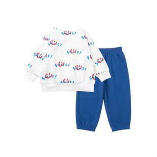 mini balabala 迷你巴拉巴拉 ZA0D041223155-00318 儿童休闲长袖套装 白蓝色调 110cm