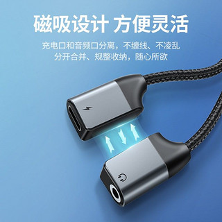 UGREEN 绿联 耳机转接头 Type-C转3.5mm音频数据线USB-C转换器 充电听歌二合一适用小米10/9华为Mate40Pro/P50pro