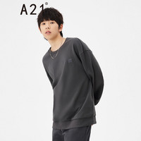 A21春季2022男装针织宽松时尚百搭圆领趣味图案落肩长袖卫衣衫R421132030 深灰 175/88A/L