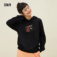 Semir 森马 商场同款个性印花女抓绒连帽oversize卫衣102721116028