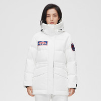 BOSIDENG 波司登 2021年冬季新款羽绒服女极寒系列小廓形连帽舒适保暖90鹅绒外套B10142302 175/96A 迷彩白9812