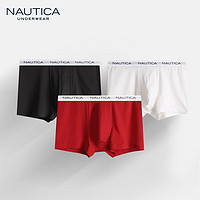 诺帝卡Nautica Underwear男士弹力舒适透气棉平角内裤 3条装 黑+白+深海蓝 XXL 黑+白+红 XL