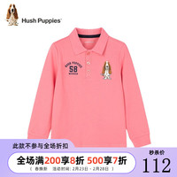 暇步士童装长袖POLO衫男童春秋季新款中大童卡通刺绣时尚潮流T恤 花灰 140cm 沙滩粉 130cm
