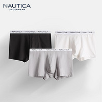 诺帝卡Nautica Underwear男士弹力舒适透气棉平角内裤 3条装 黑+白+深海蓝 XXL 黑+白+灰 XL