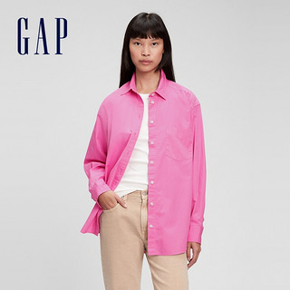 Gap女装纯棉落肩袖廓形个性长袖衬衫755814春季2022新款休闲上衣 170/108A(XL) 粉色