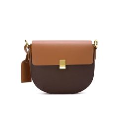 chrisdiendeny克雷斯丹尼22年新品牛皮女包撞色马鞍包邮差包女式斜