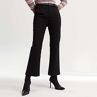冬季款annakro系列高腰黑色薄绒弹力女式休闲裤 XS 素黑