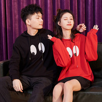唐狮 TONLION 春季新款情侣装连帽卫衣男女字母印花学生韩版ins潮外套 M B款/男款/黑色