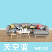 乳胶漆 内墙水性油漆涂料墙面漆补墙漆翻新家用净味环保儿童彩色漆防水漆小桶 白色（送滚筒） 1.1kg约10㎡ 天空蓝（送滚筒） 20kg