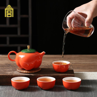 故宫文化 奉旨 柿柿如意茶具套装家用陶瓷功夫茶具套装 生日礼物男 商务伴手礼