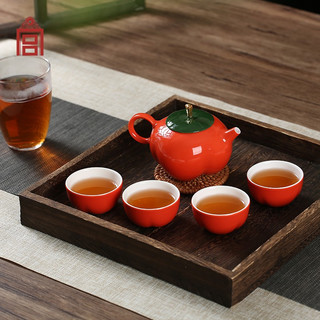 故宫文化 奉旨 柿柿如意茶具套装家用陶瓷功夫茶具套装 生日礼物男 商务伴手礼