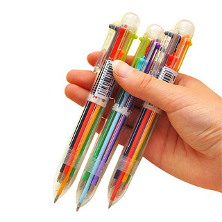 多色圆珠笔多功能按动彩色个性油笔文具6色笔韩国创意可爱卡通