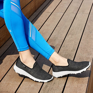 Skechers斯凯奇女鞋镂空透气减震一脚蹬休闲运动健步鞋15650 黑色/白色 35 黑色/白色 37