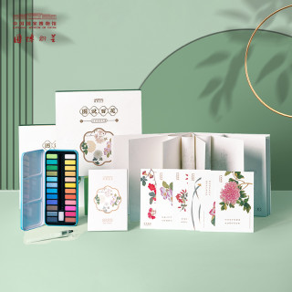 中国国家博物馆 百花图卷 图说百花水彩绘本初学者礼盒文具文创礼品生日礼物图说百花水彩绘本礼盒 报价价格评测怎么样 什么值得买