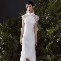 JINYE ORIENTAL 槿爷东方 女士改良旗袍 QP19SS032 森系鱼尾 白色 XS